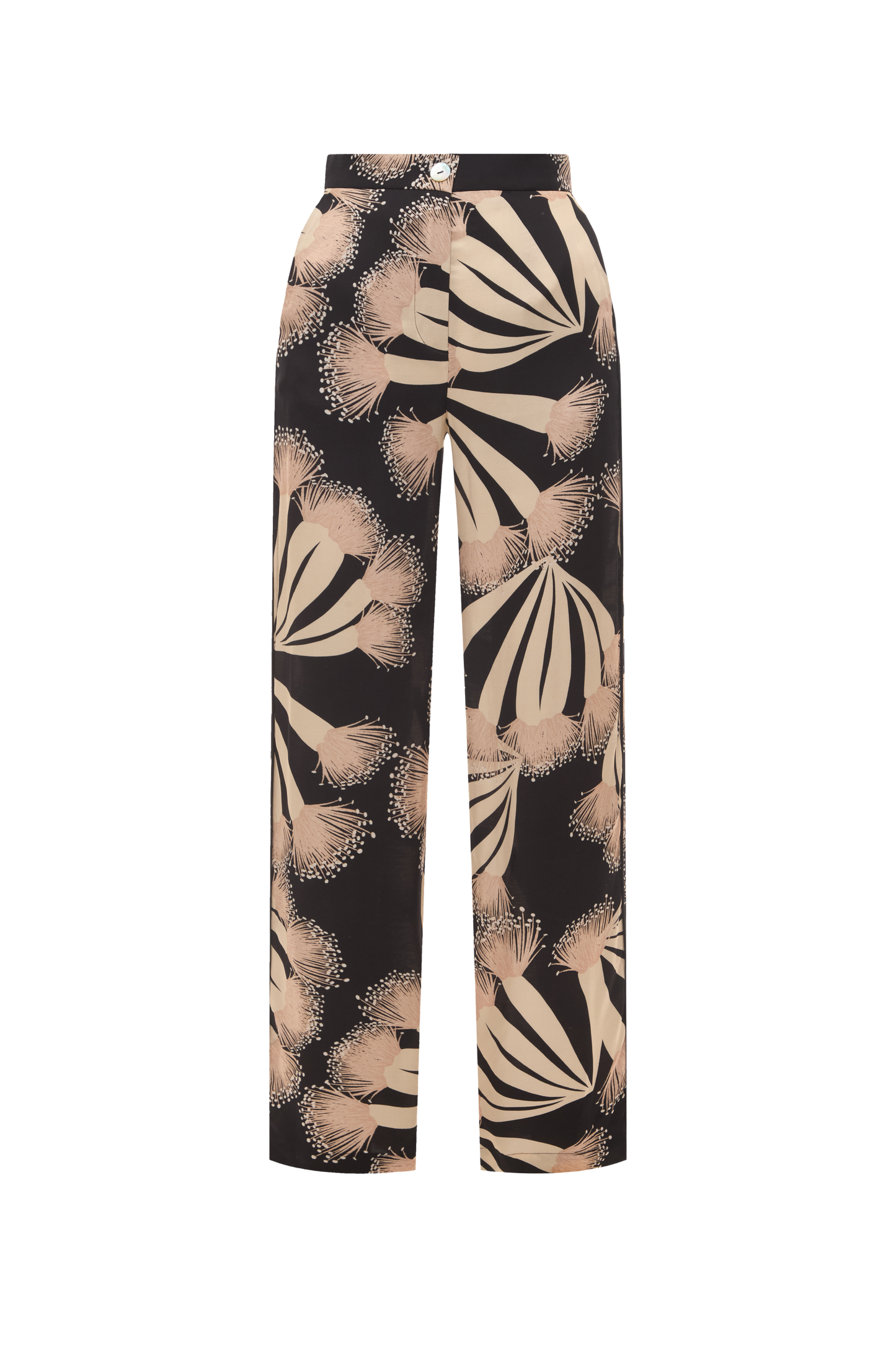 Black Silk Pants with Print