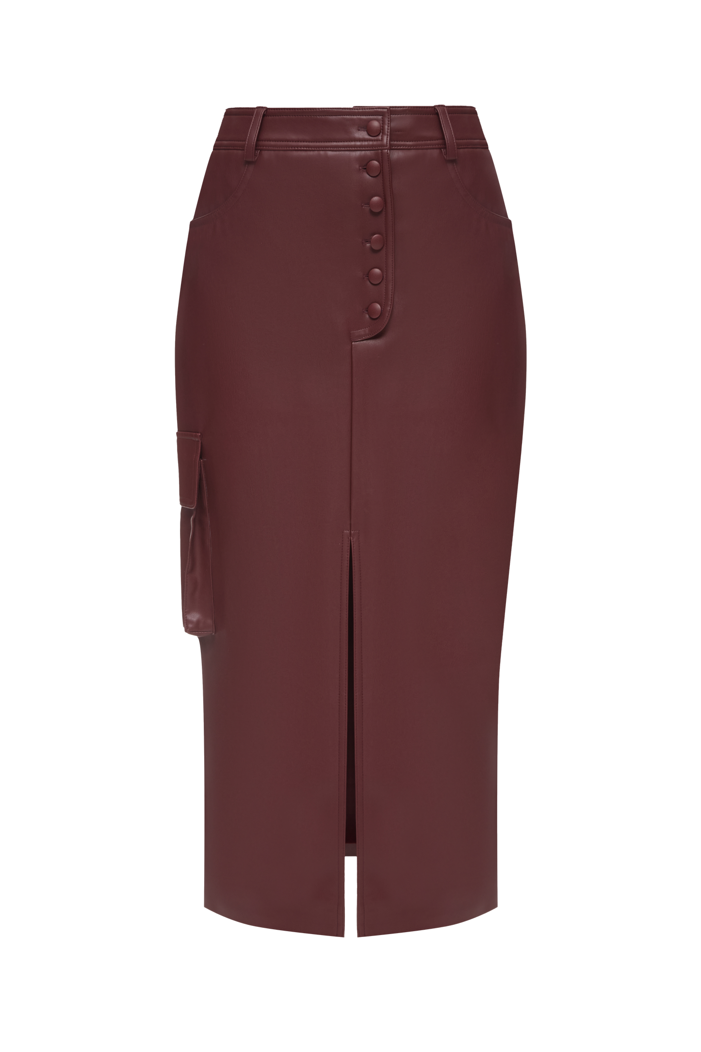 Maroon Eco-Leather Skirt