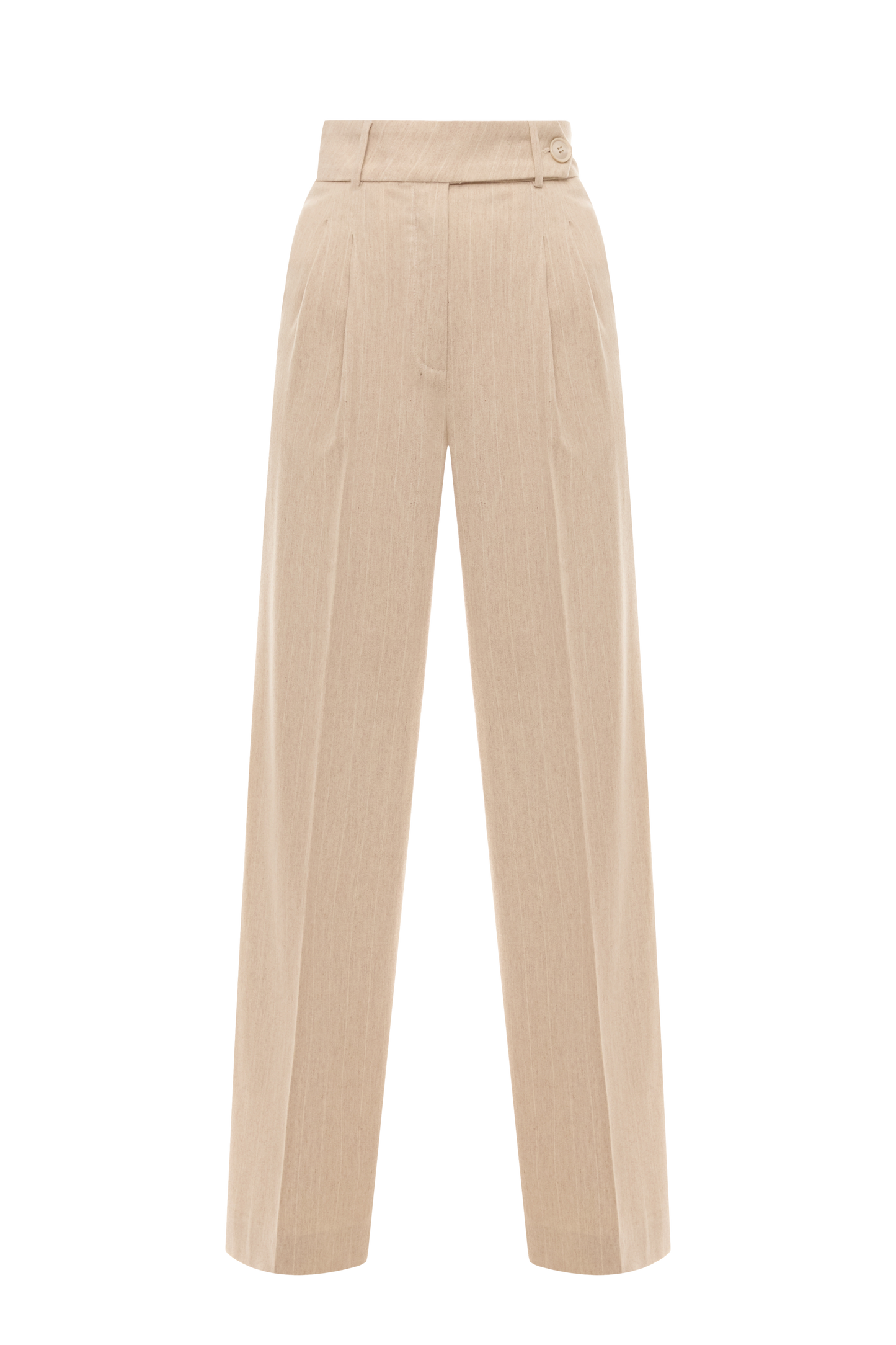 Beige Striped Linen Pants