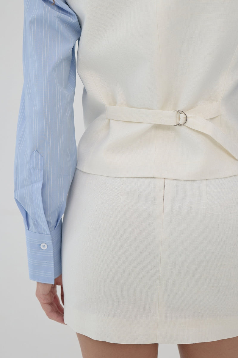 Біла лляна міні-спідниця Ліна