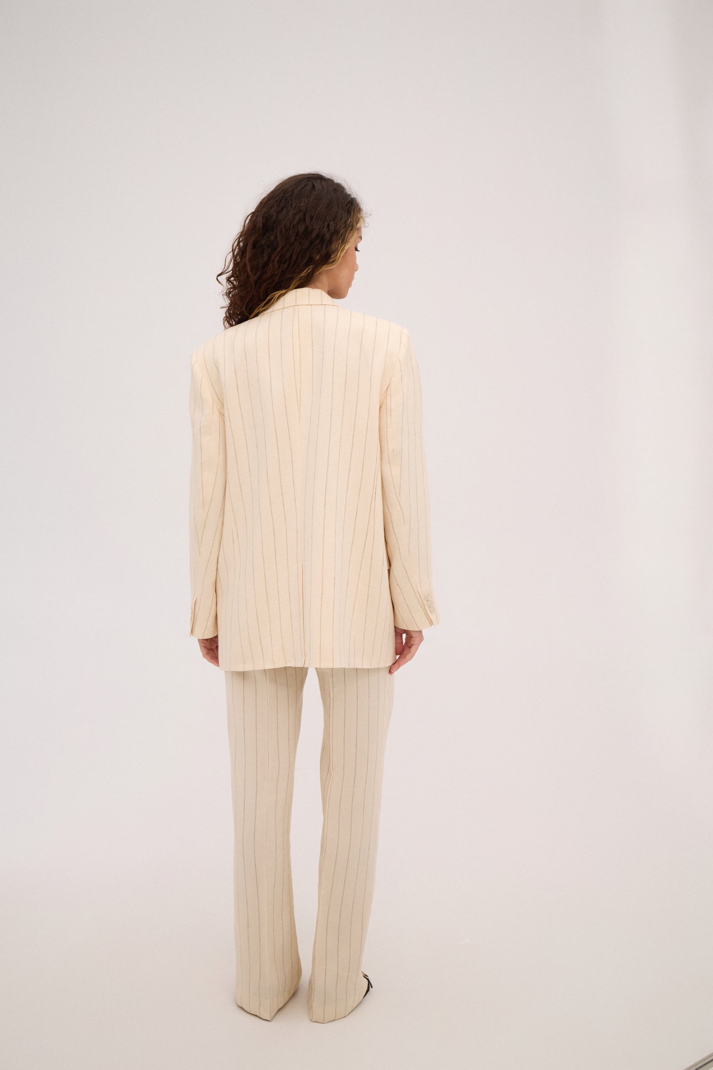 Milk Linen Jacket with stripes