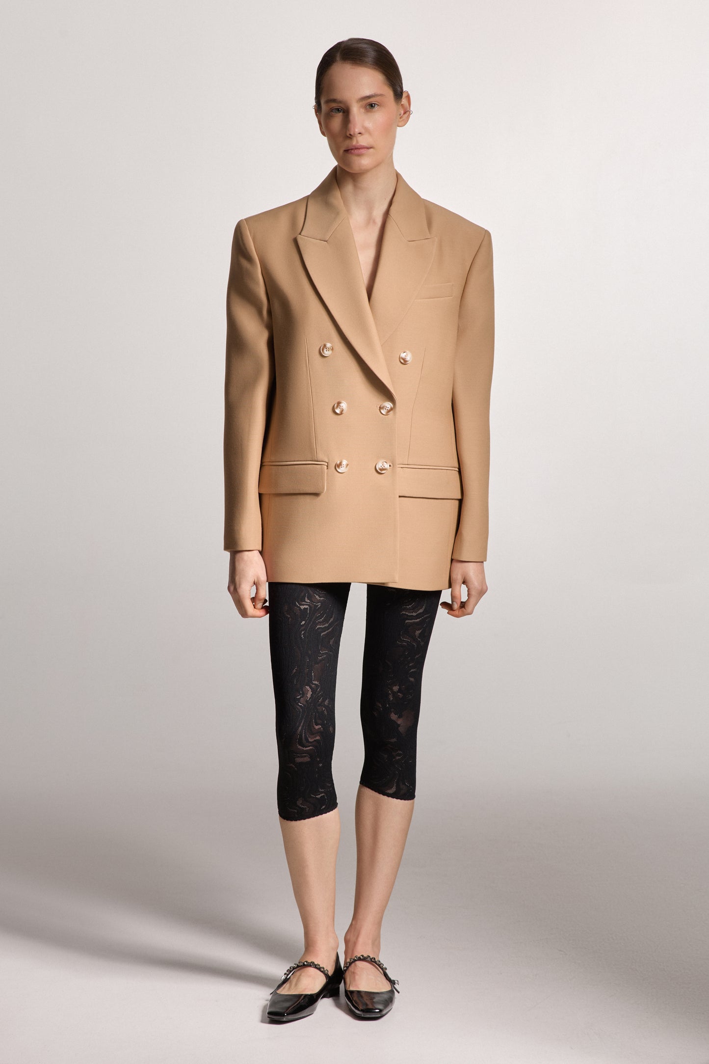 Beige Double-Breasted Jacket