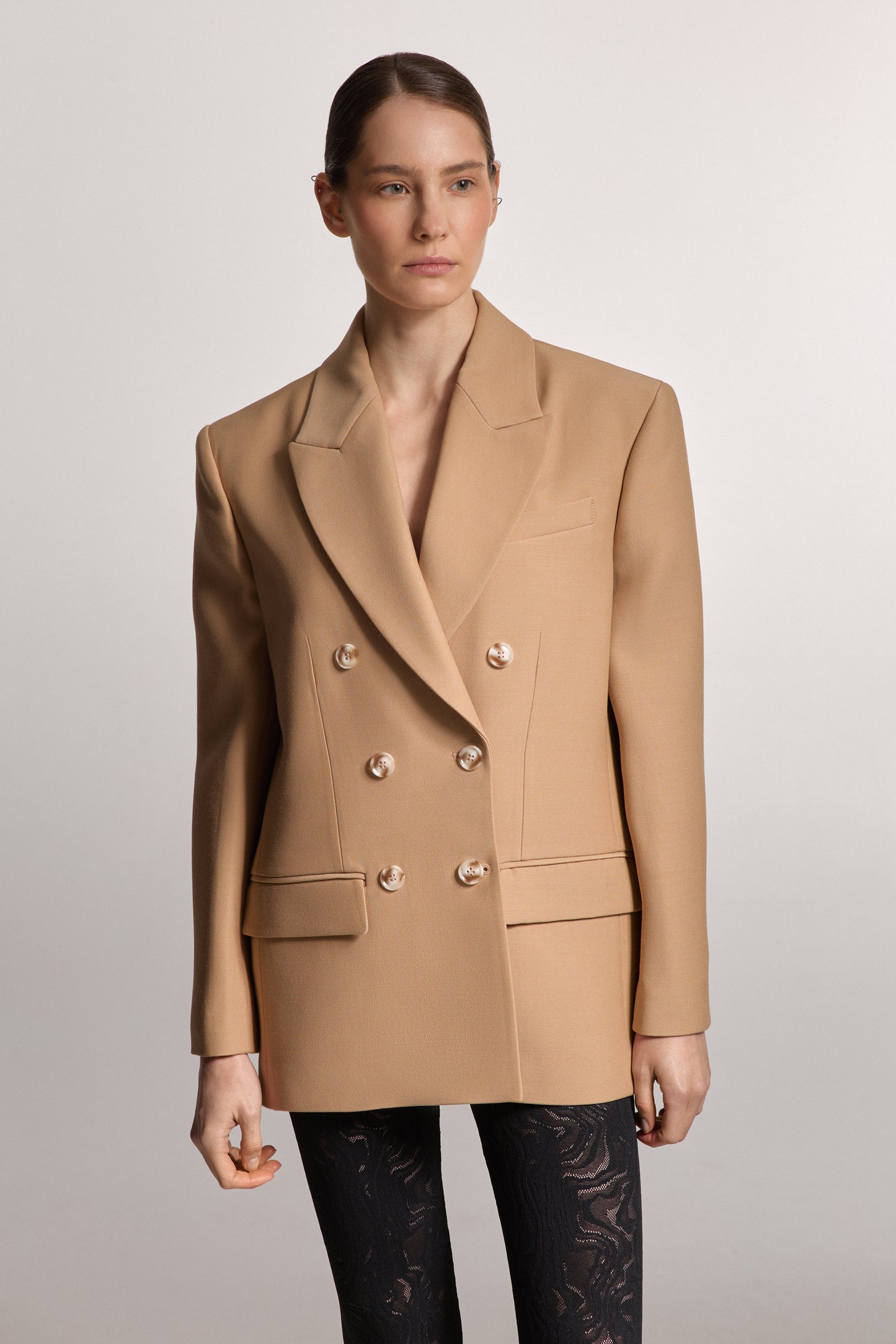 Beige Double-Breasted Jacket