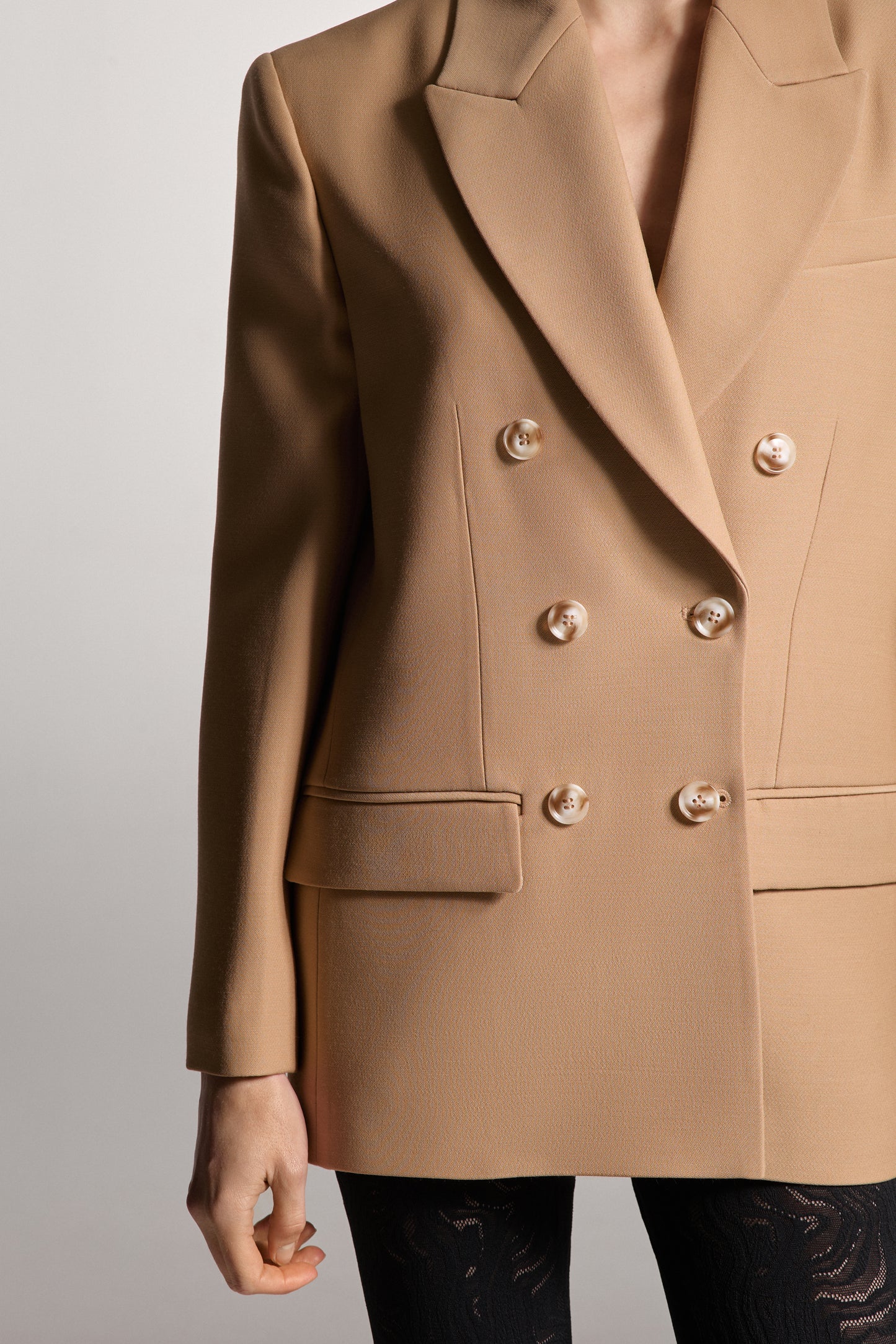 Beige Double-Breasted Jacket