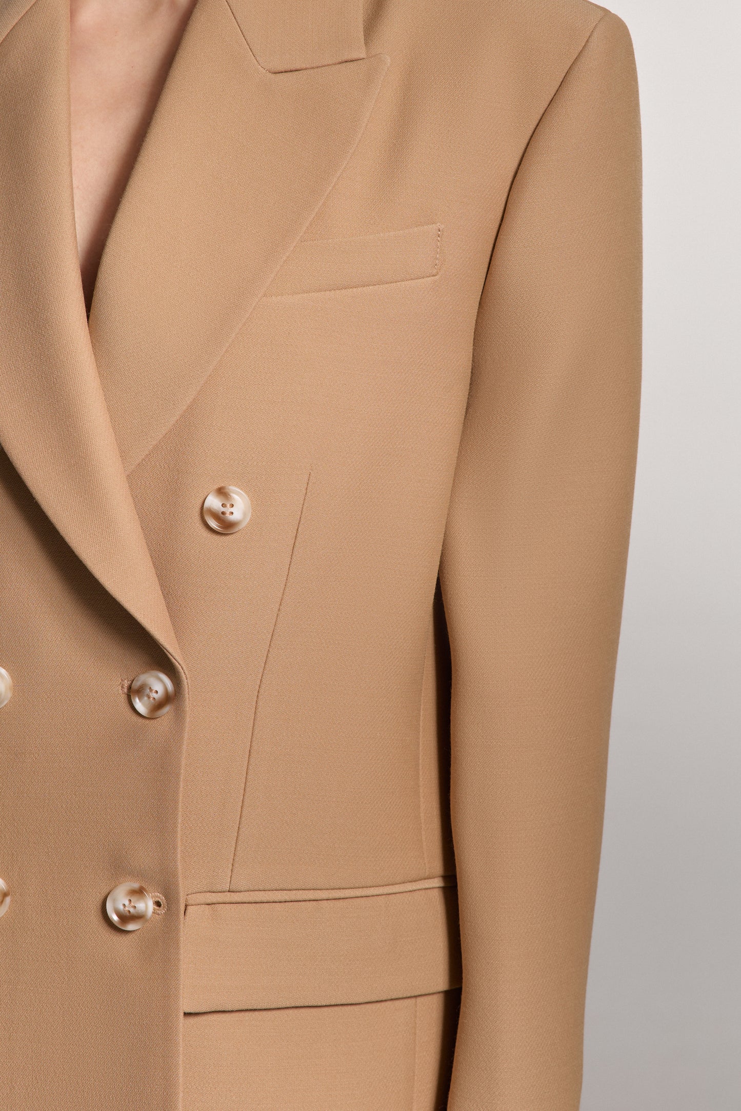 Beige Double-Breasted Jacket