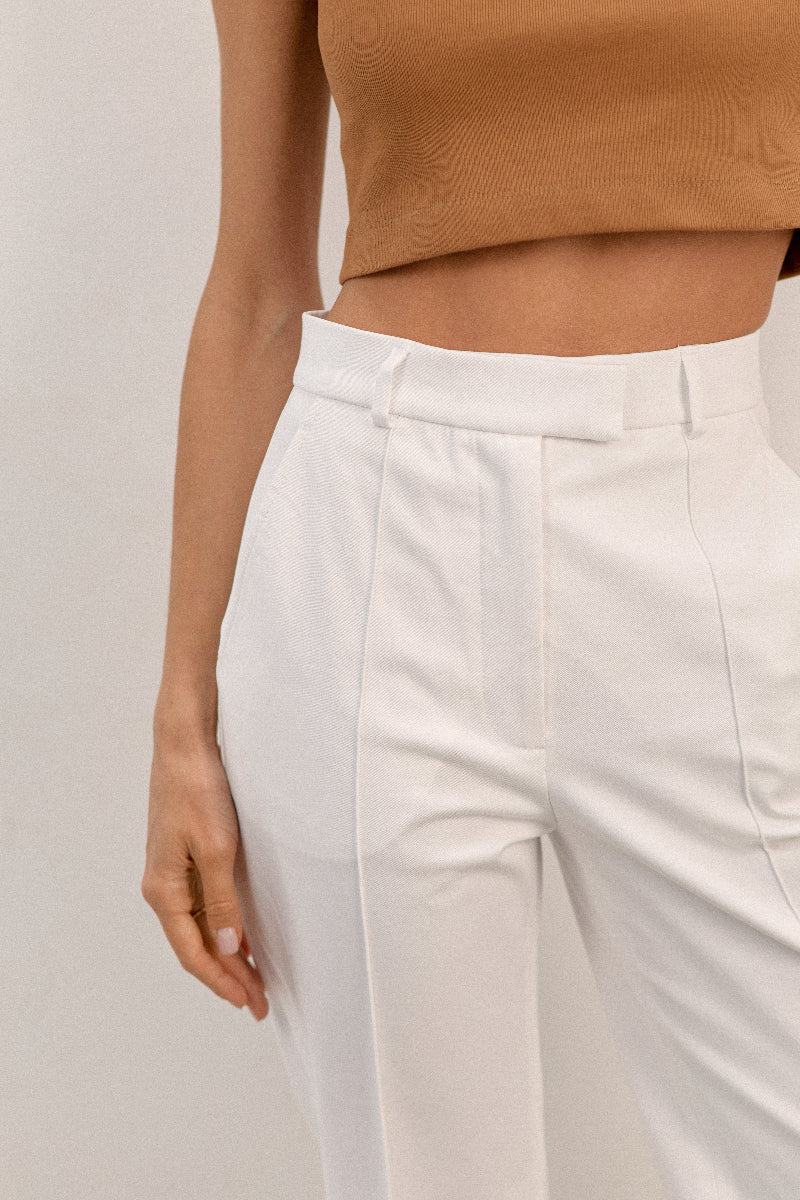 Брюки білі коттон/шовк
