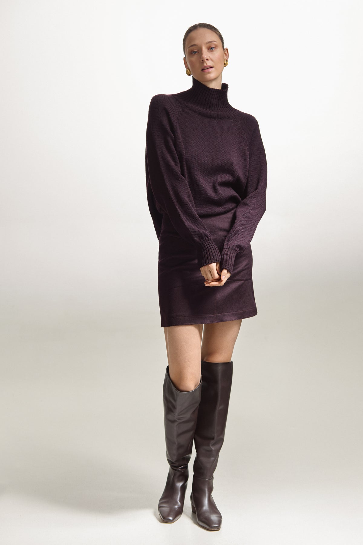 Plum High-Neck Sweater