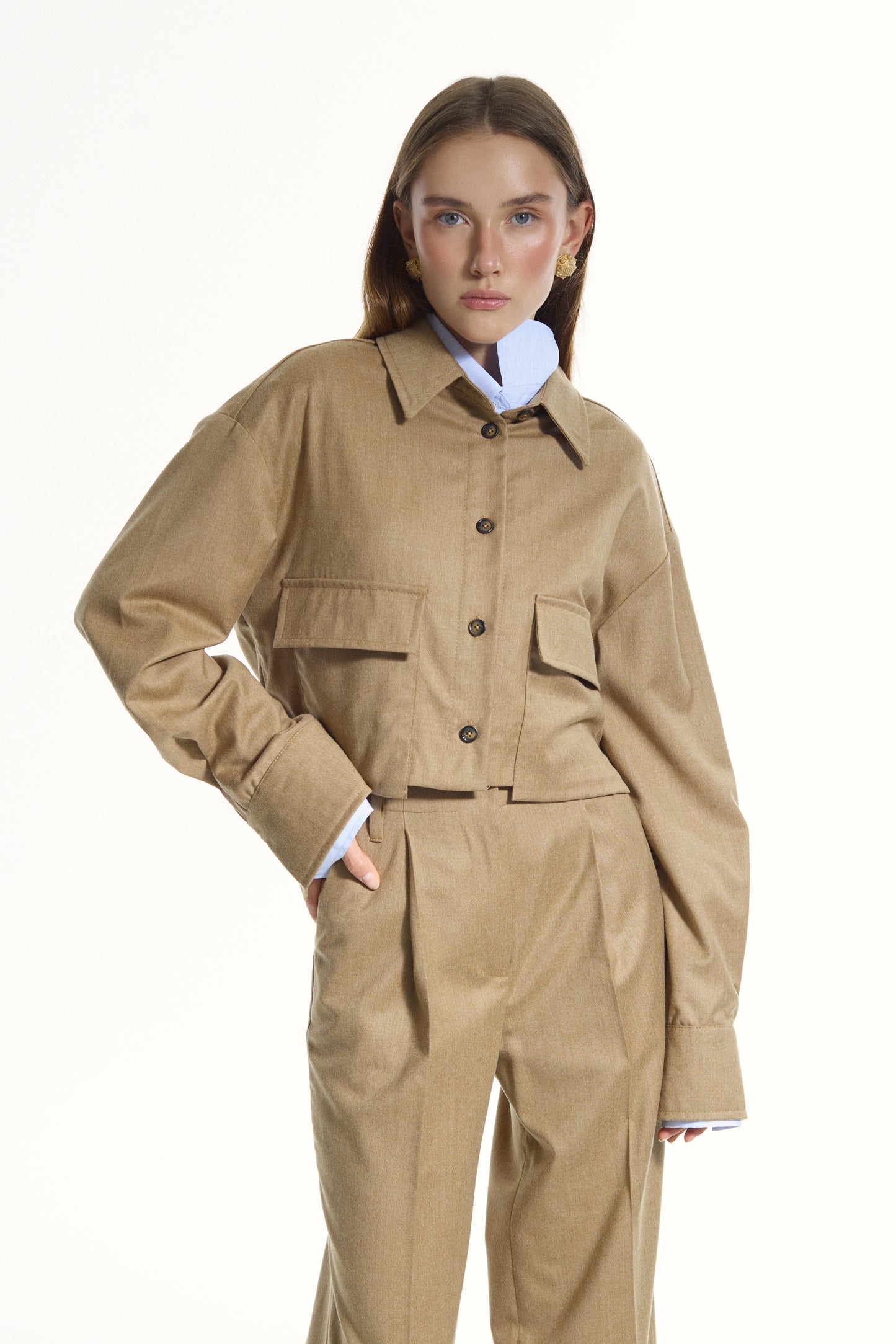 Beige Cropped Jacket