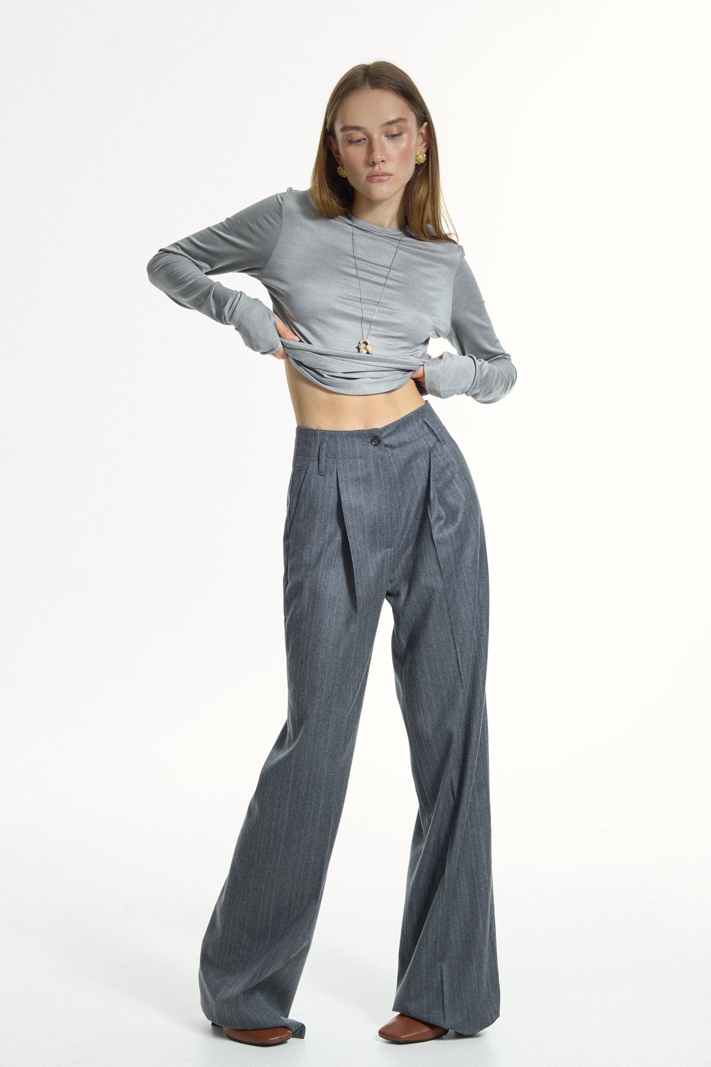 Grey Double Striped Pants