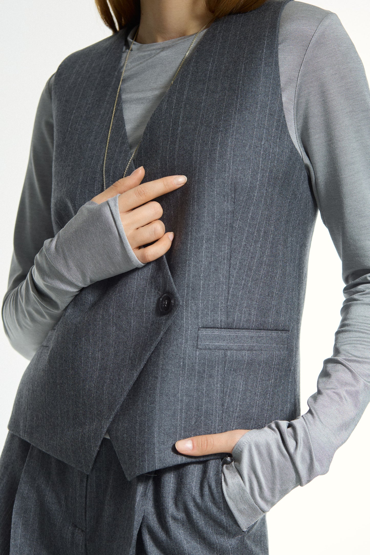 Grey Double Striped Vest