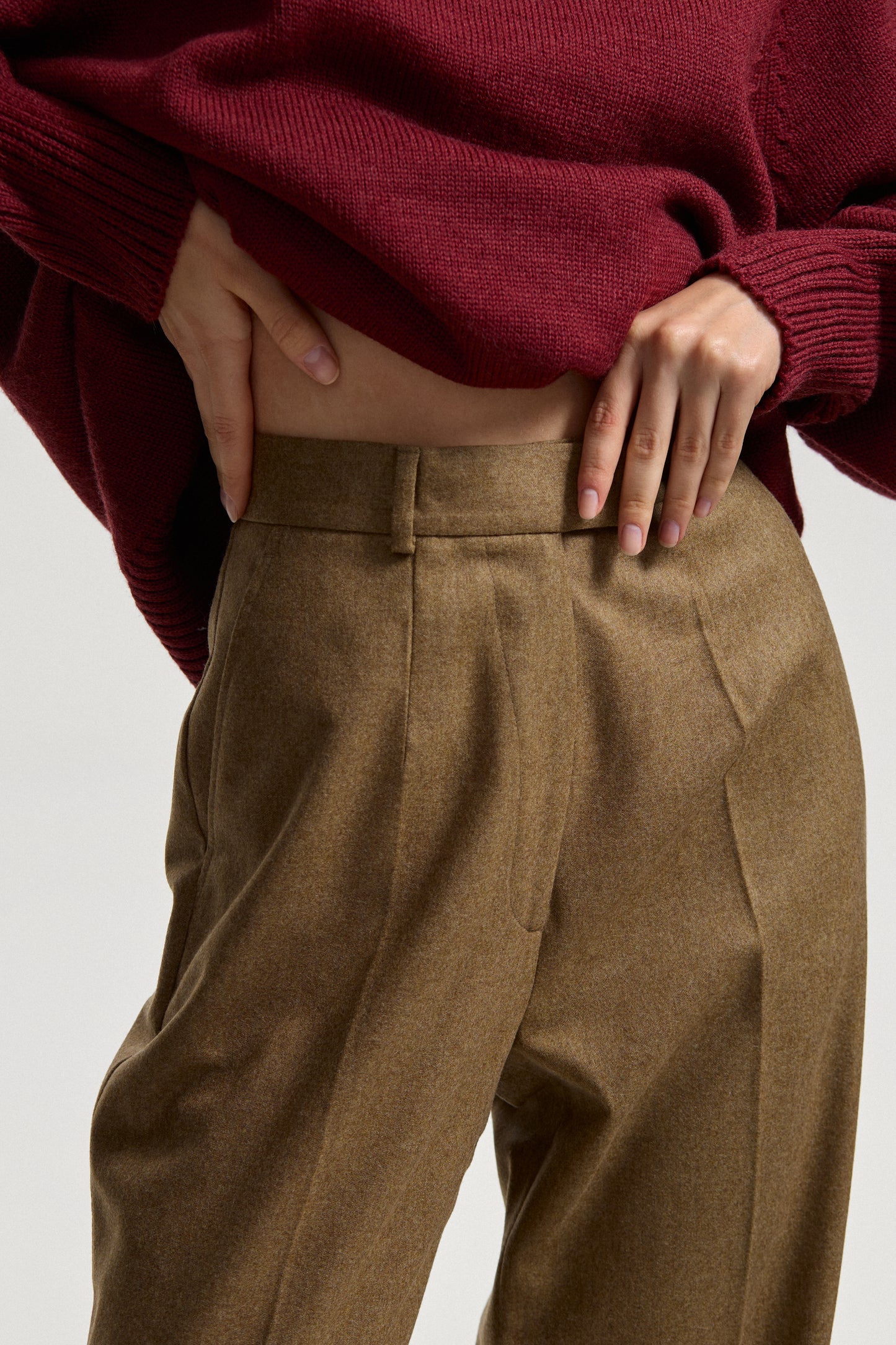 Dark Beige Wool Pants