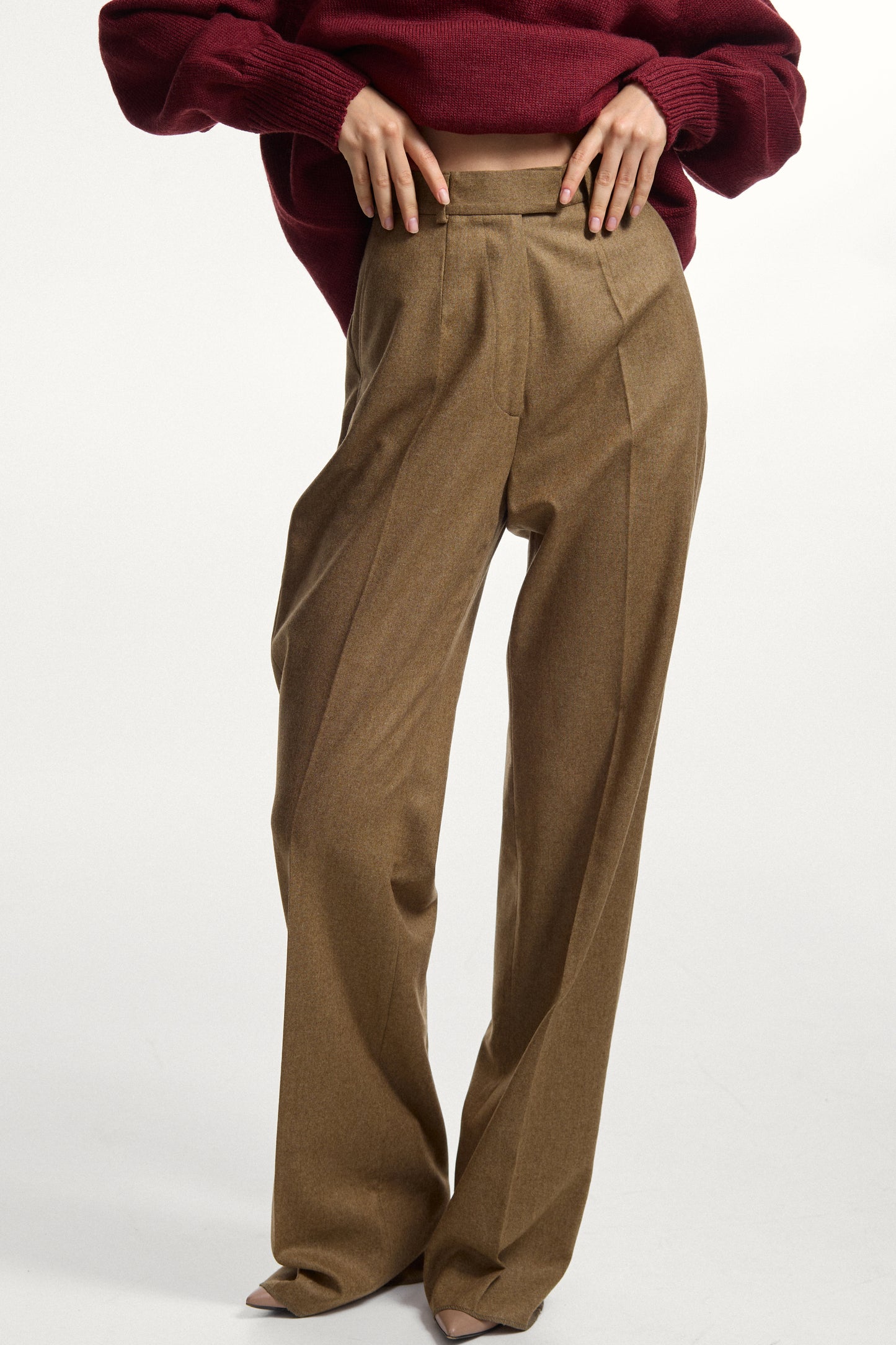 Dark Beige Wool Pants