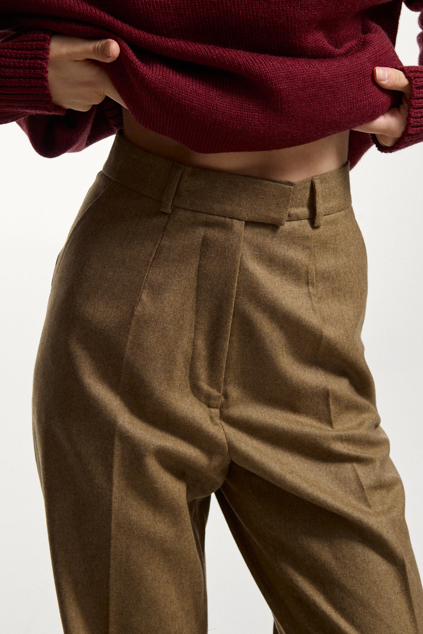 Dark Beige Wool Pants