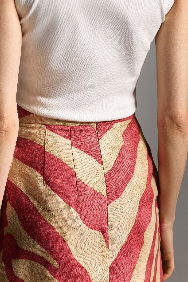 Лляна спідниця з монстерою