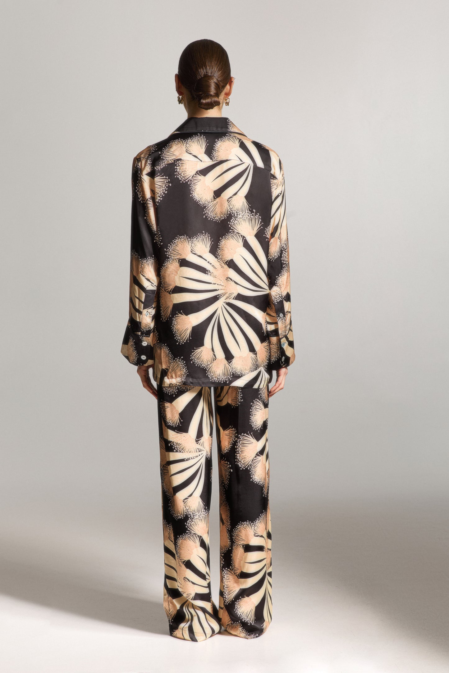 Black Silk Pants with Print