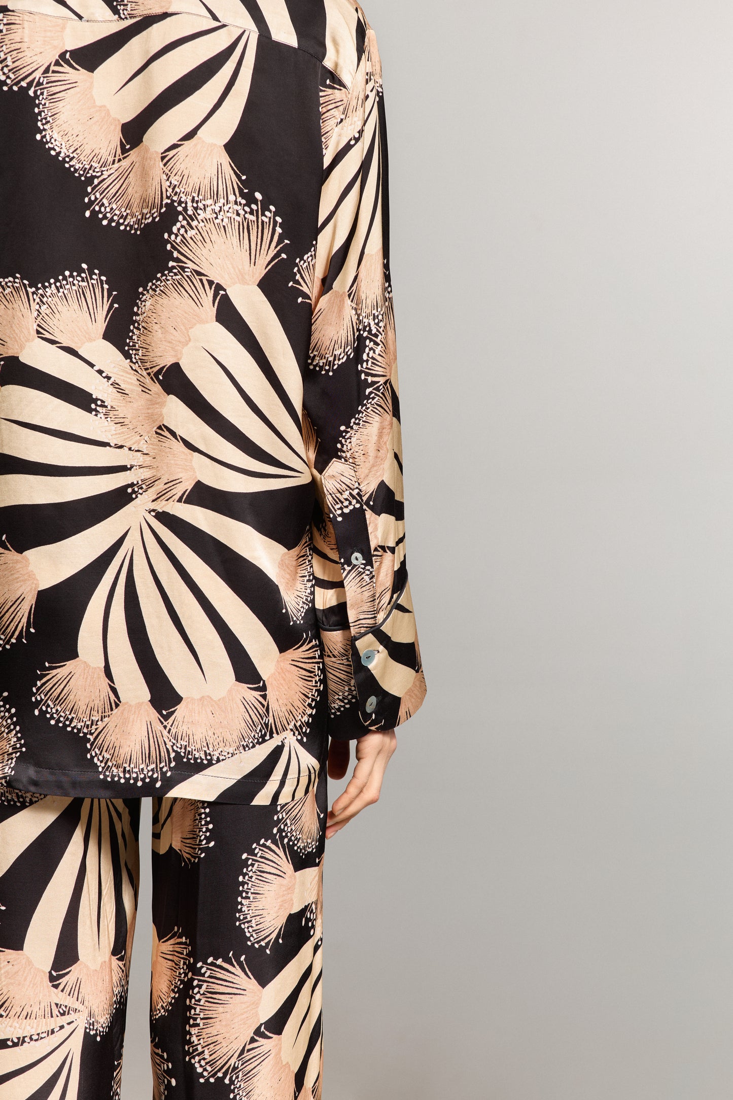 Black Silk Shirt with Print