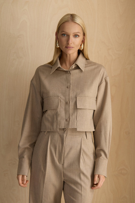 Taupe cropped shirt
