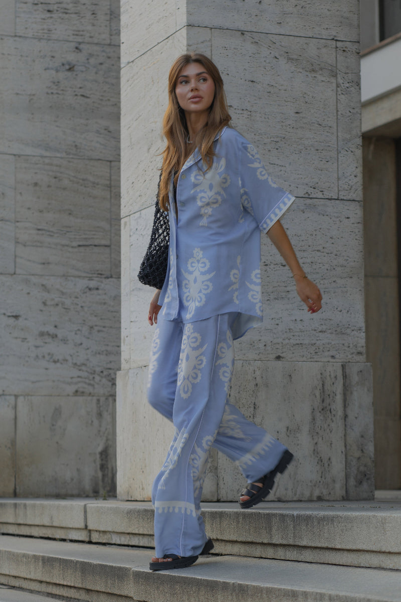 Blue Pants with Print