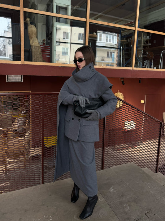 Wool scarf-cape