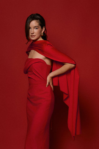 Сукня Sofia червона міді з накидкою