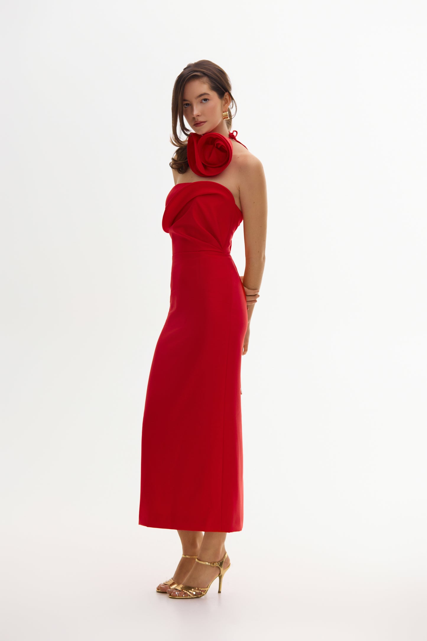 Сукня Sofia червона міді з трояндою