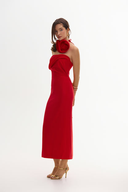 Сукня Sofia червона міді з трояндою