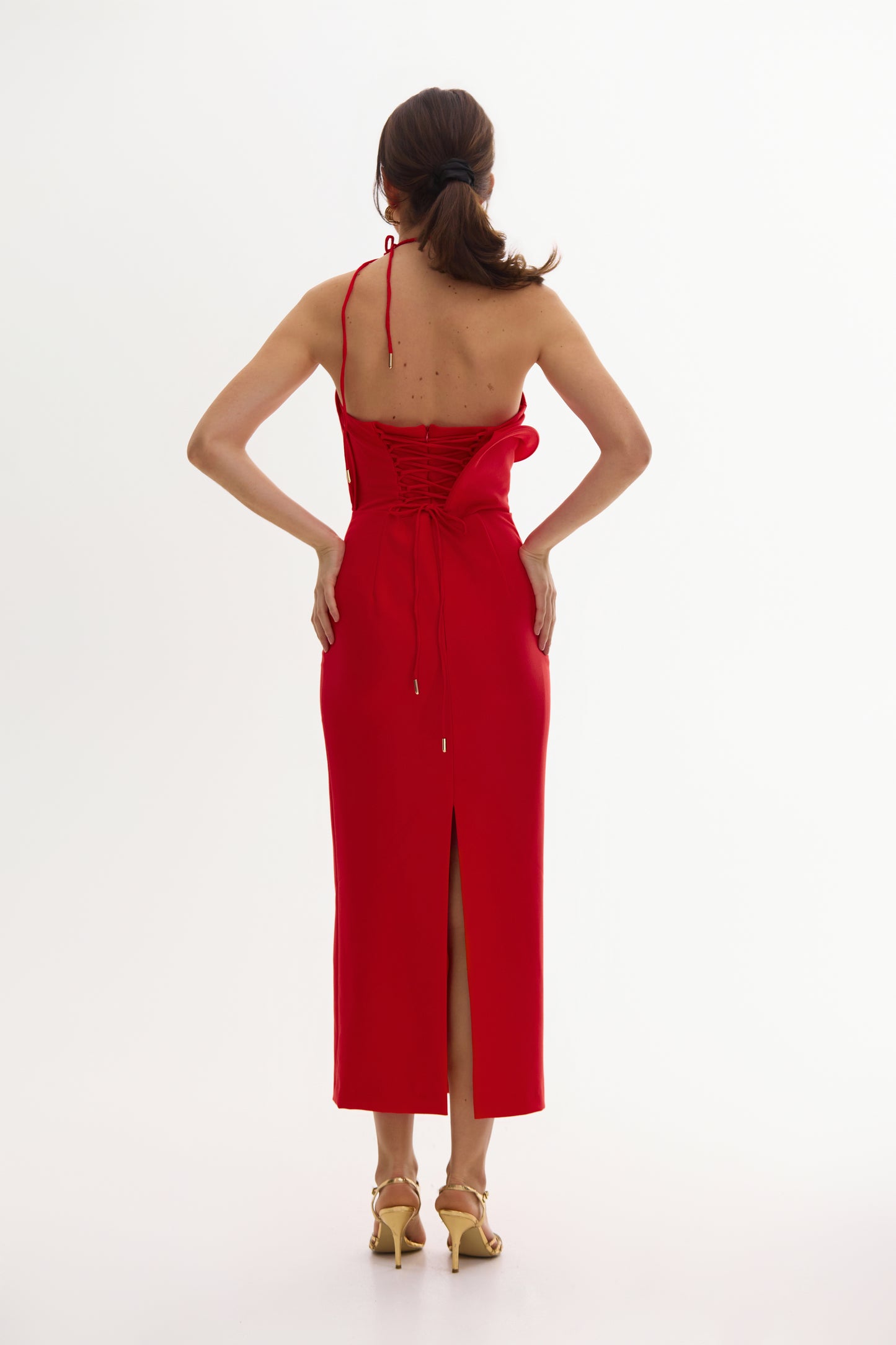 Сукня Sofia червона міді з накидкою