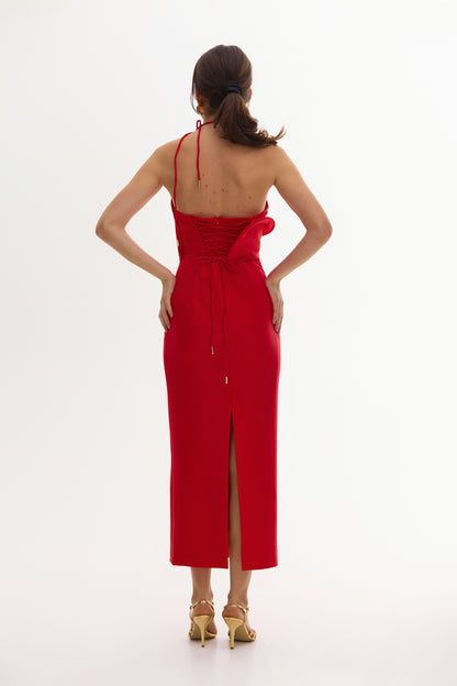 Сукня Sofia червона міді з накидкою