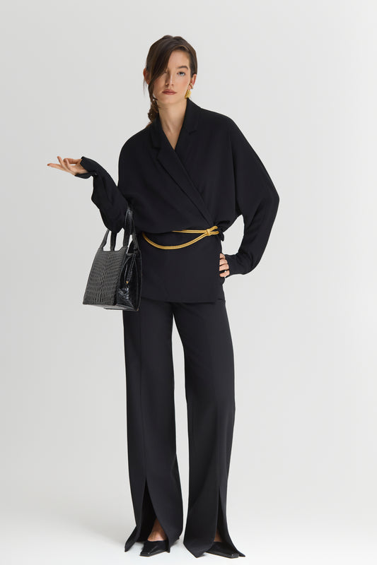 Чорні брюки з розрізами