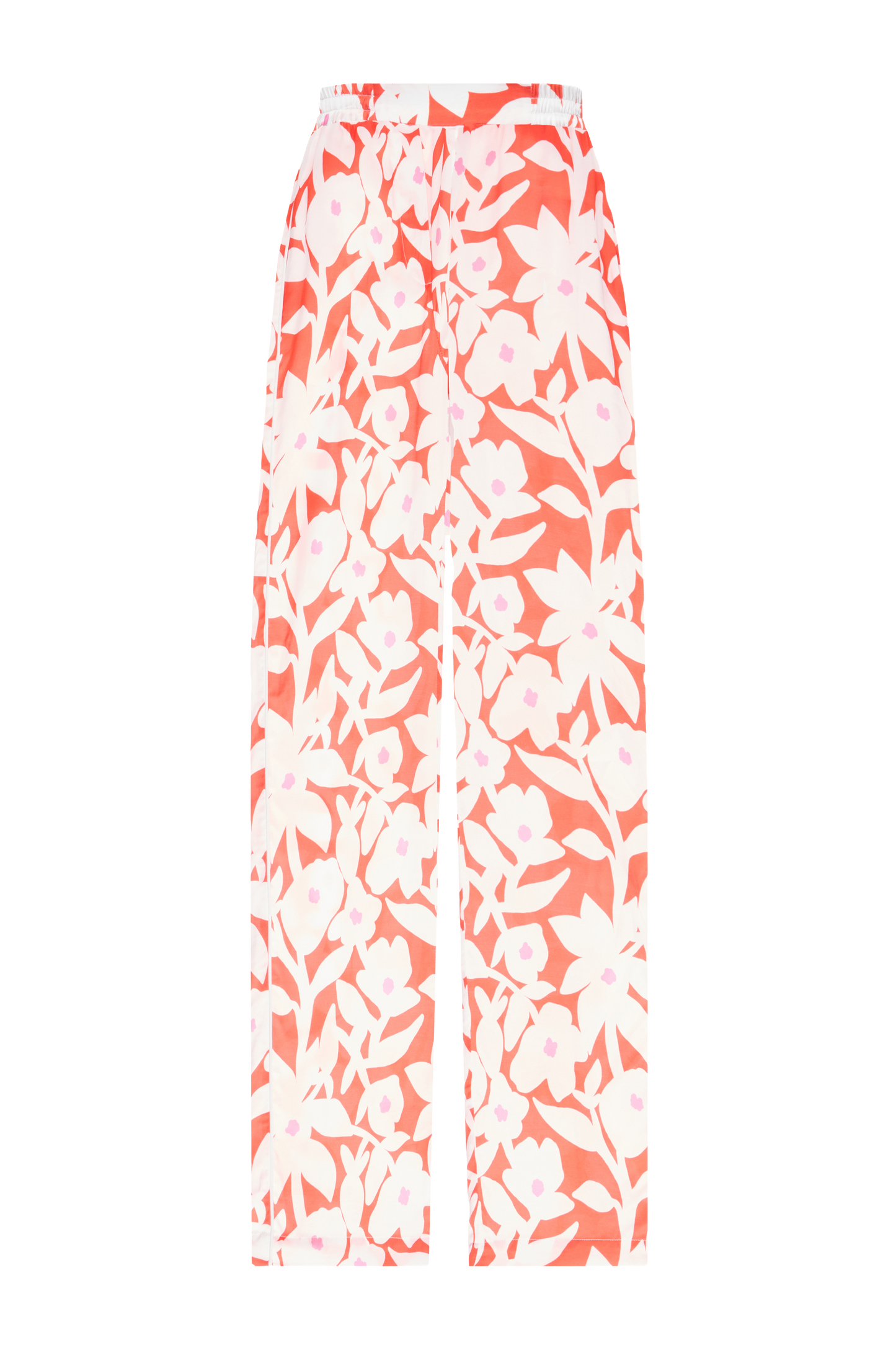 Red Silk Pants with Flowers