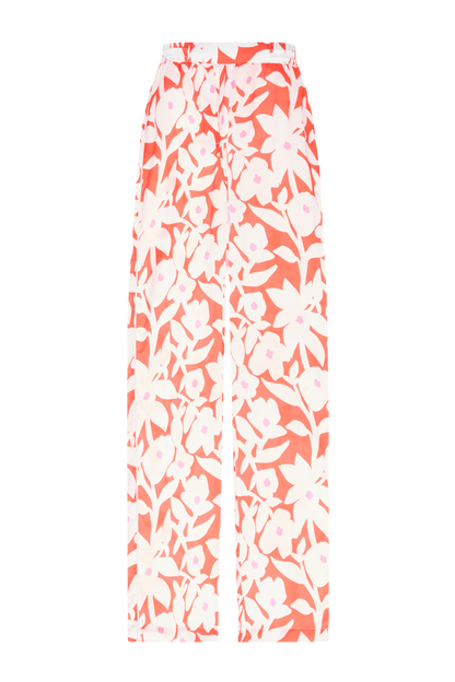 Red Silk Pants with Flowers