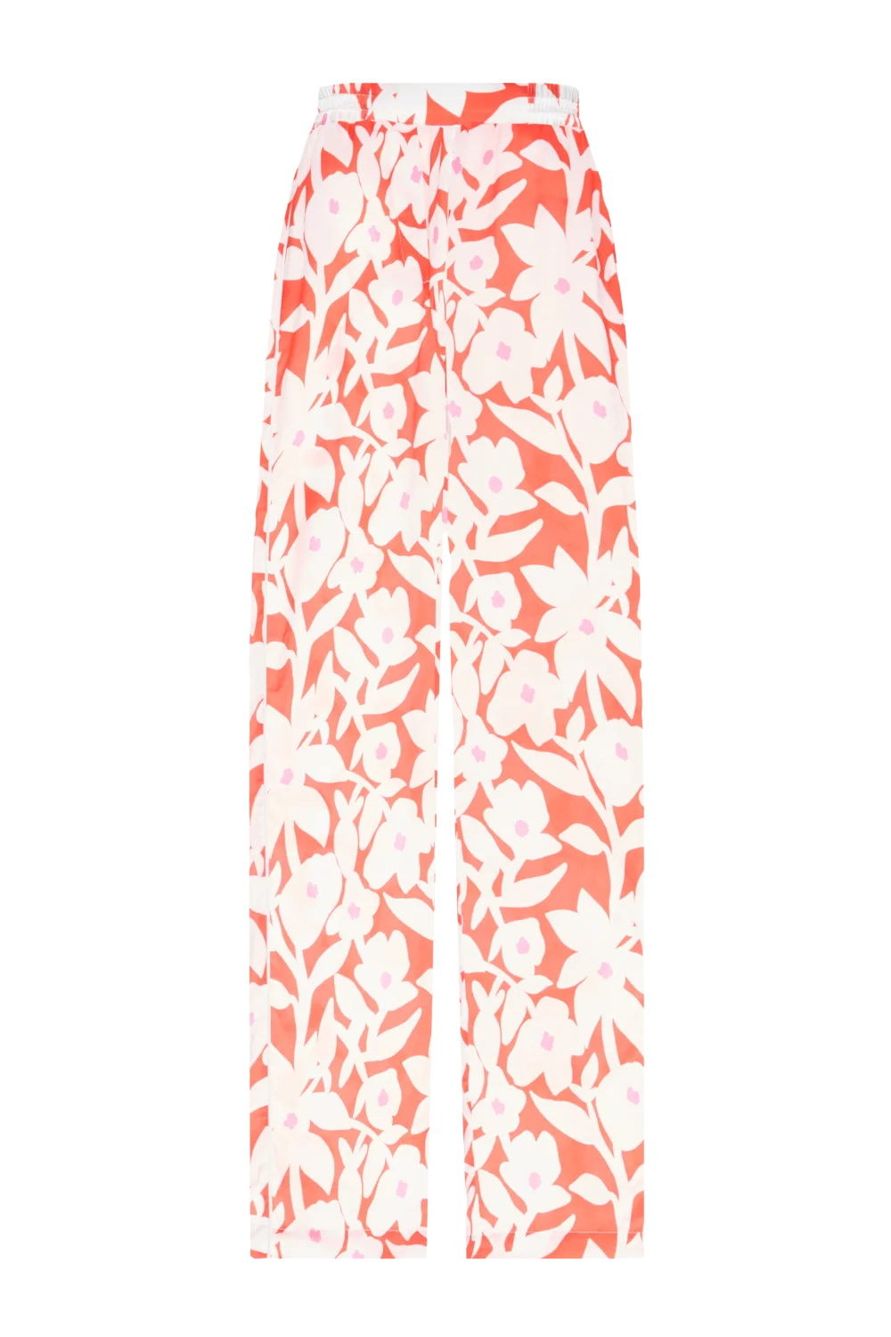 Red Silk Pants with Flowers