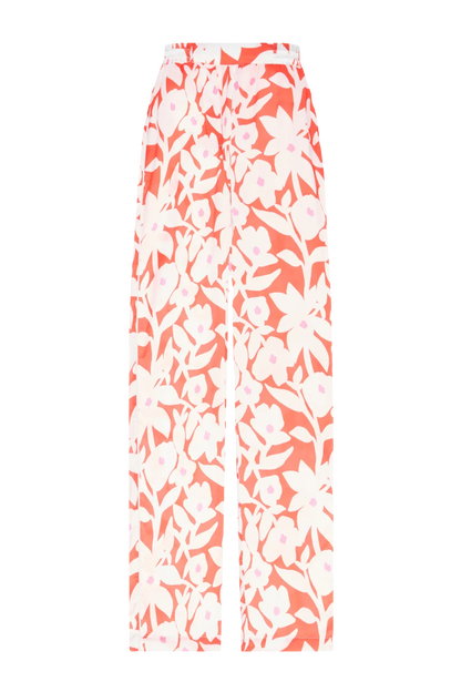 Red Silk Pants with Flowers