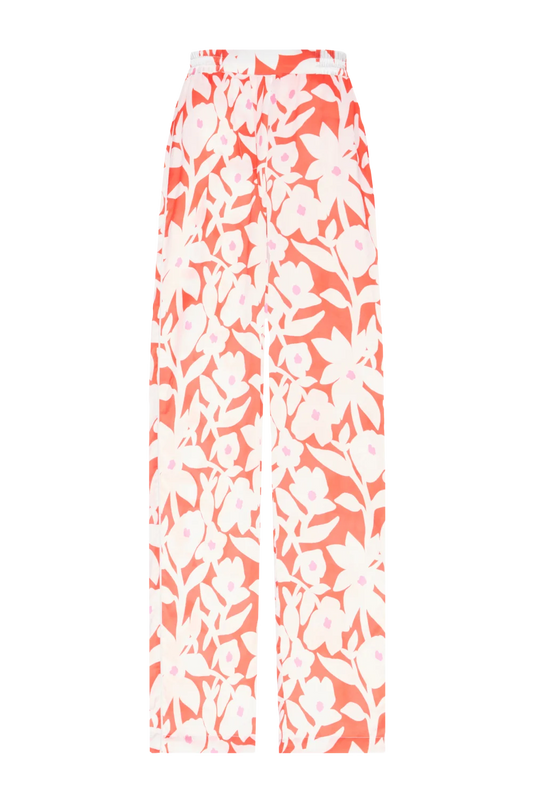 Червоні піжамні брюки з квітами