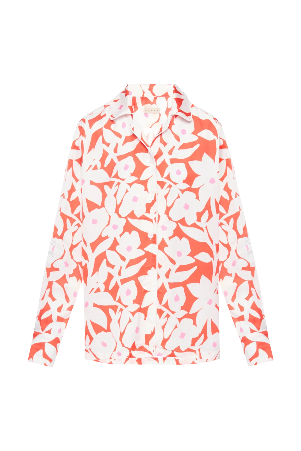 Red Silk Shirt with Flowers