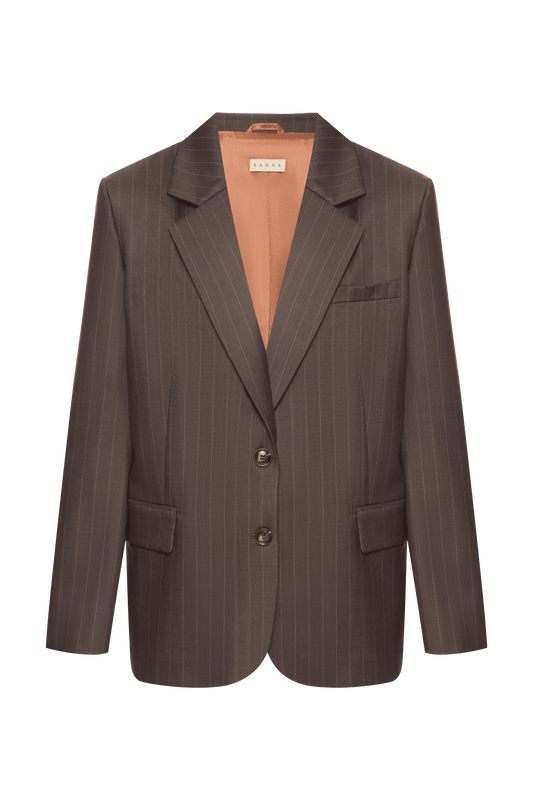 Вовняний жакет Anna в теракотову смужку