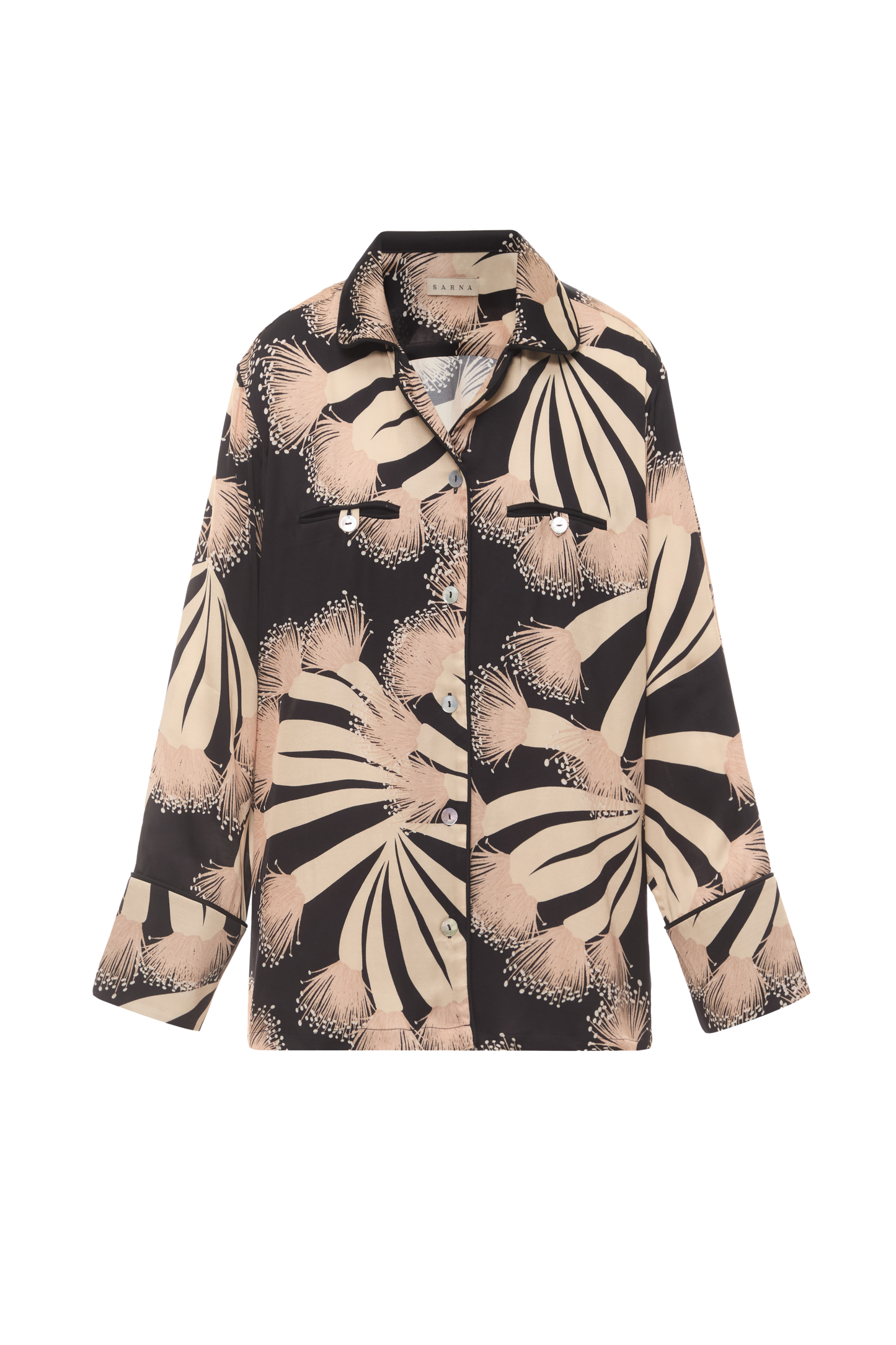 Black Silk Shirt with Print