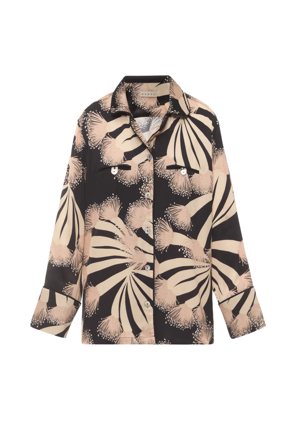 Чорна піжамна сорочка з принтом