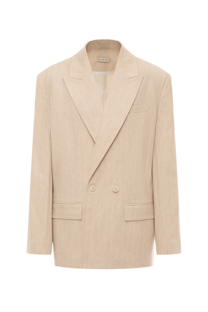 Beige Striped Linen Jacket