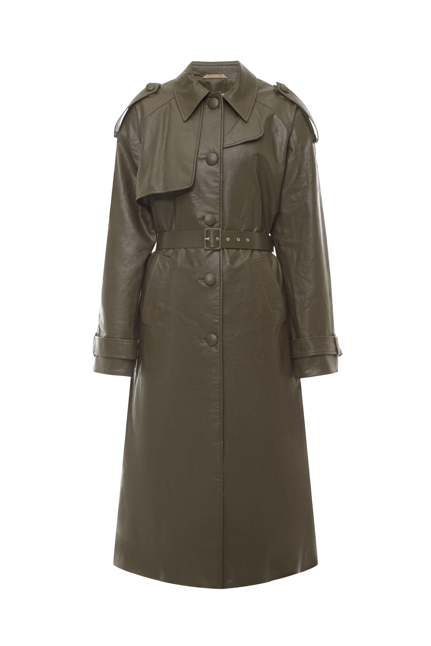 Khaki Eco-leather Coat