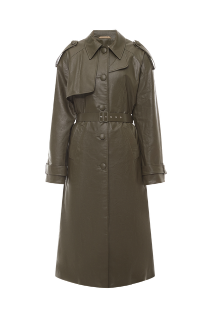 Khaki Eco-leather Coat