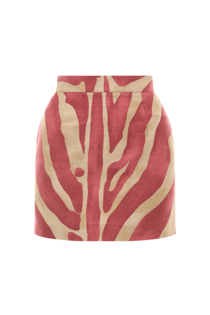 Лляна спідниця з монстерою