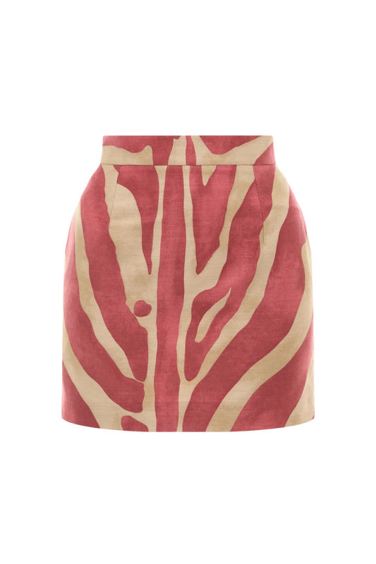 Лляна спідниця з монстерою