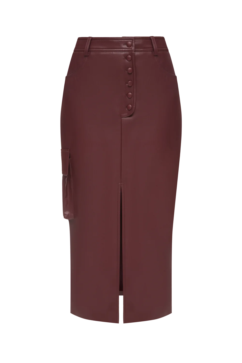 Бордова спідниця з еко-шкіри