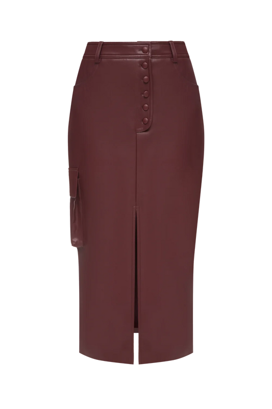 Бордова спідниця з еко-шкіри