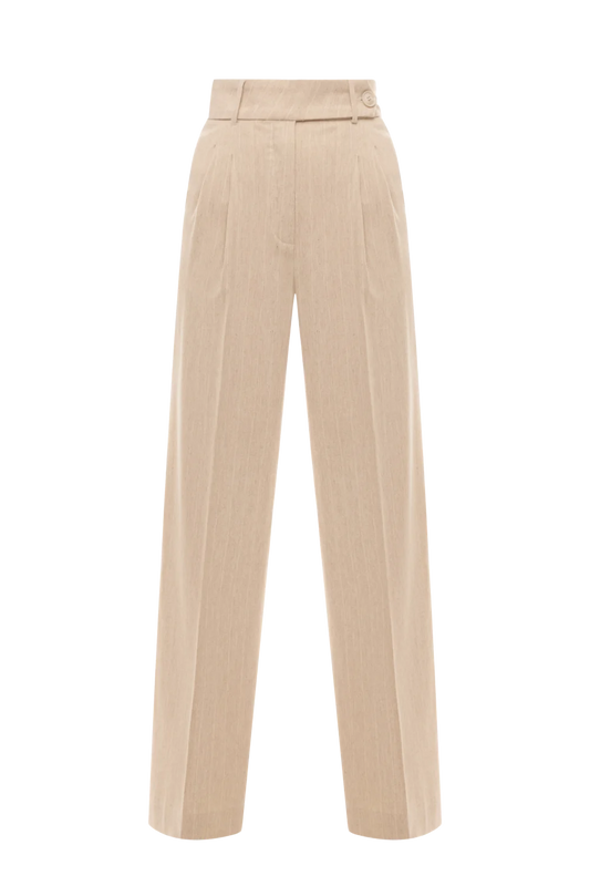 Брюки бежеві в білу смужку