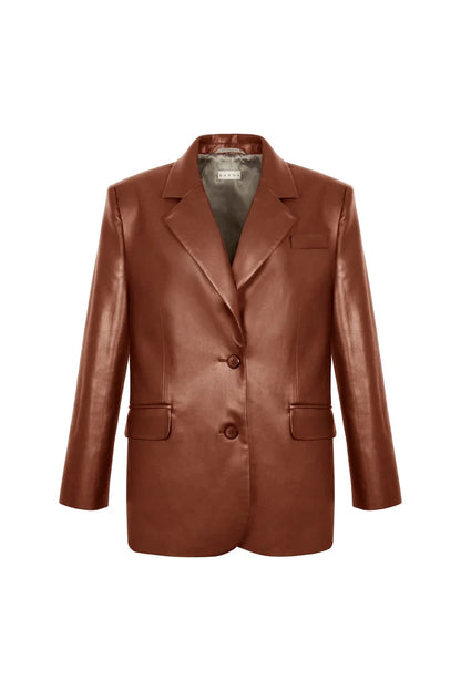 Жакет коричневий екошкіра