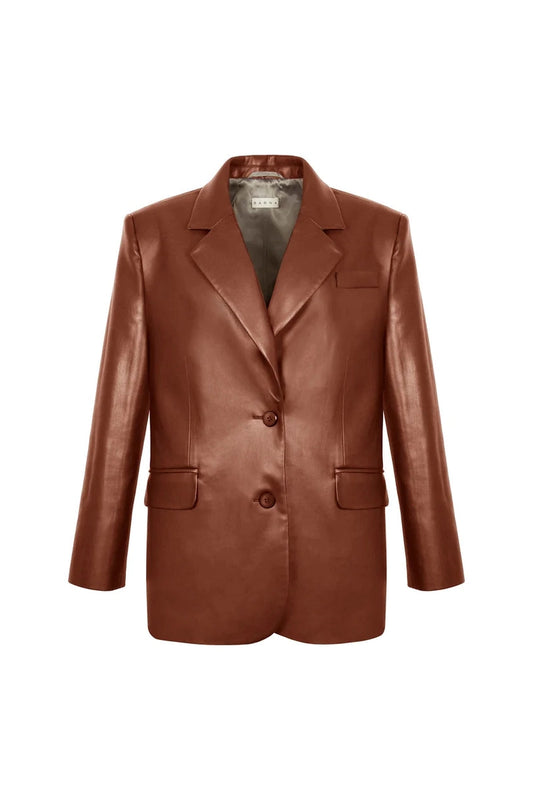 Жакет коричневий екошкіра