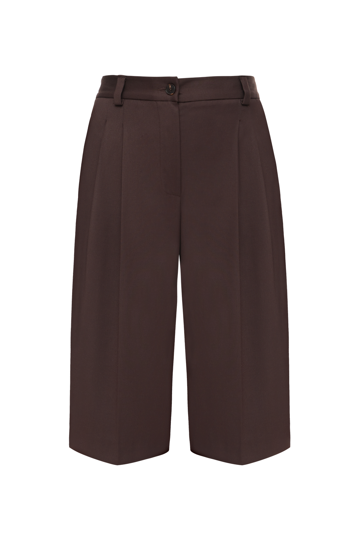 Sarna Bermuda Shorts in Chocolate with Pleats