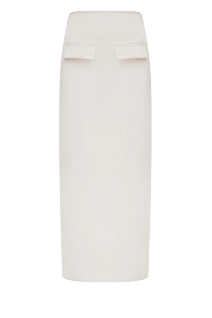 Біла лляна максі-спідниця